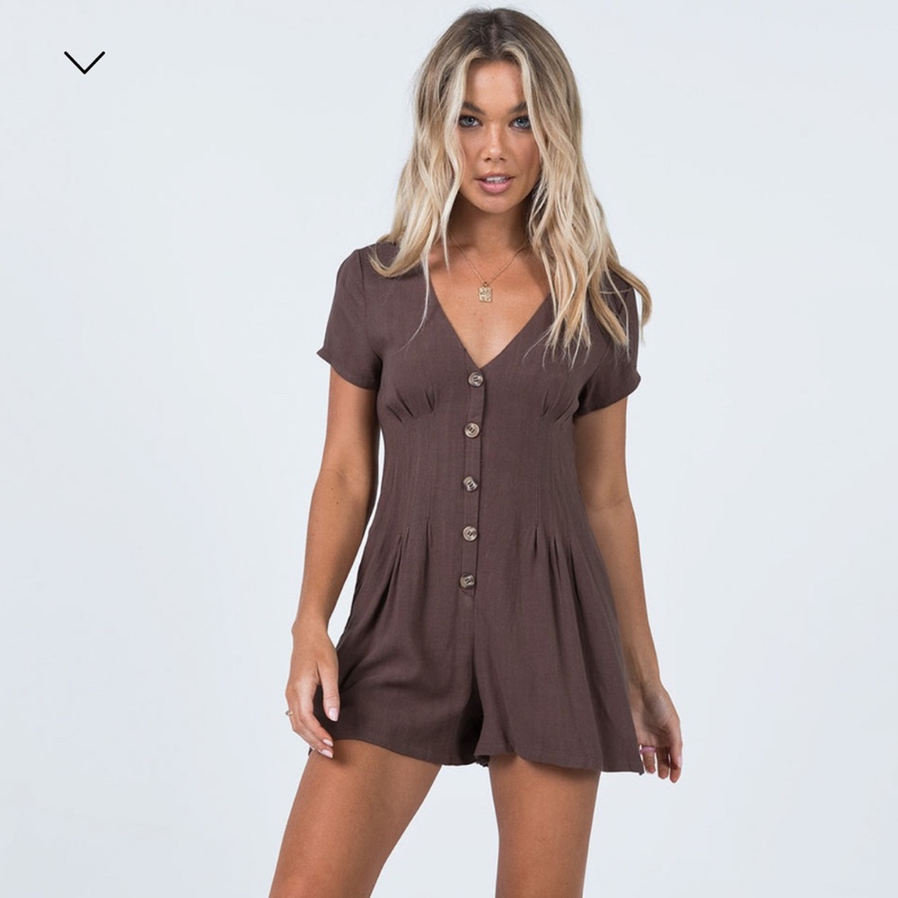 Princess Polly Adi Romper Brown